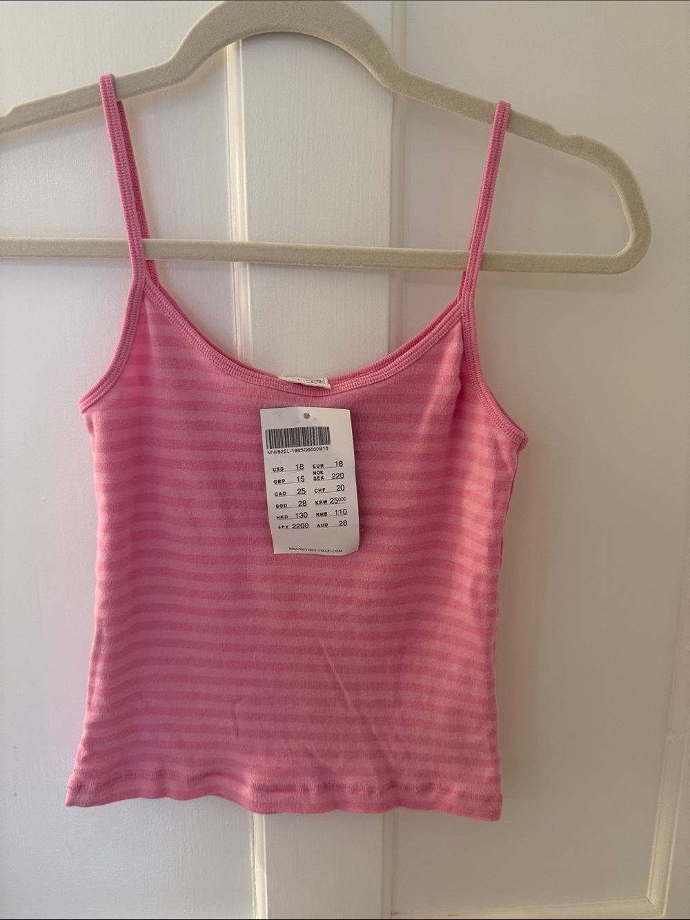 Brandy Melville Pink Striped Spaghetti Strap Cami